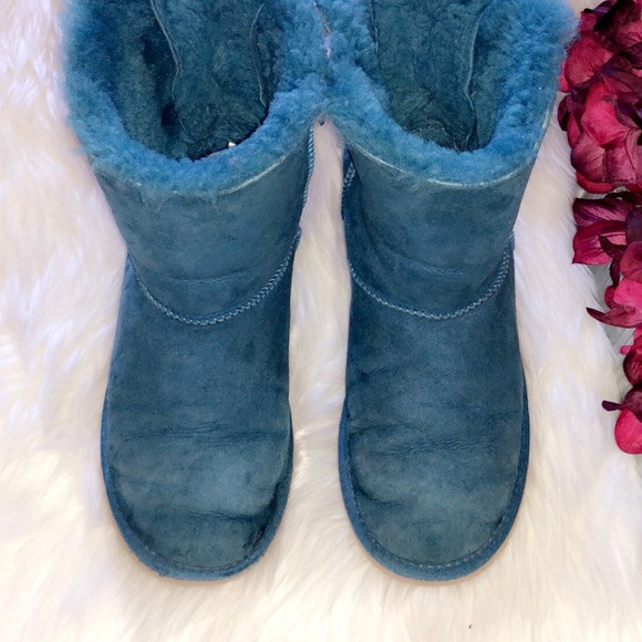 UGG Teal Suede Bailey Bow Uggs - Picture 4 of 8